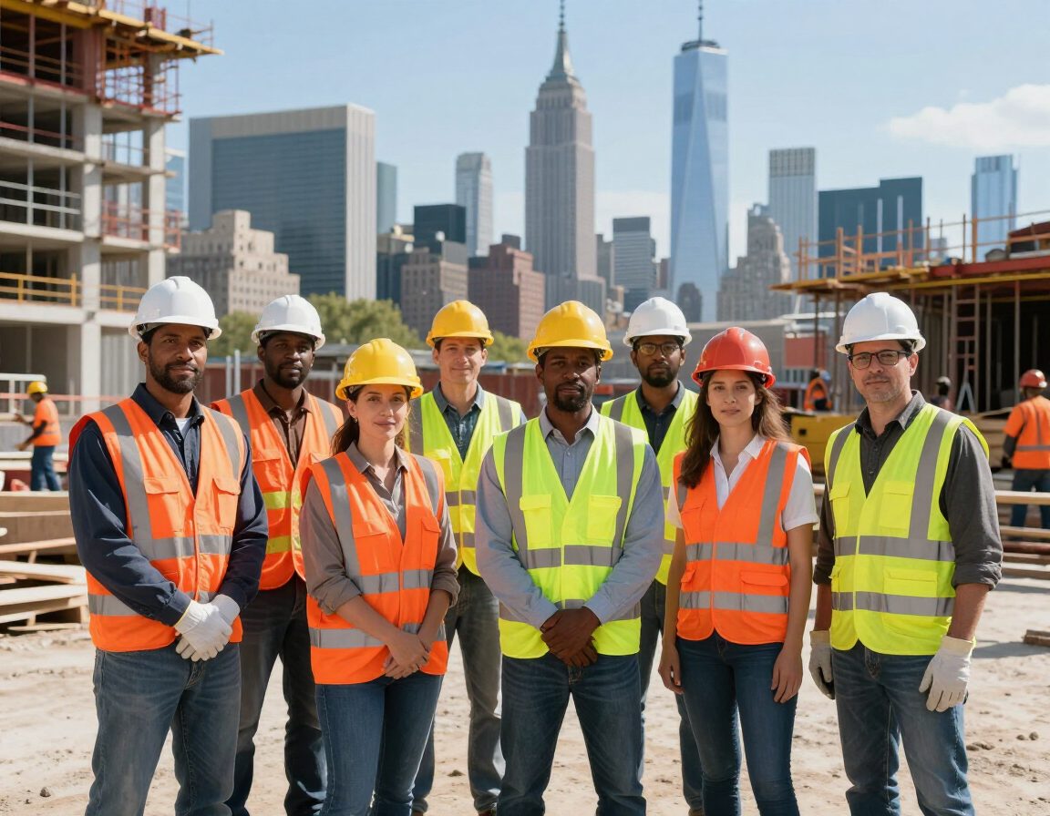 Crew at work on a commercial building exterior