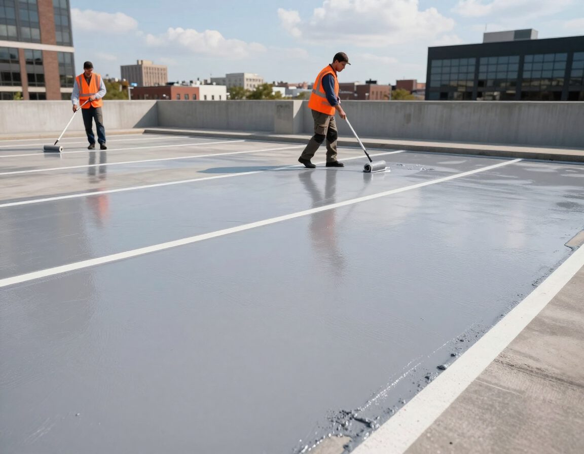 Traffic coating system applied to a commercial parking deck